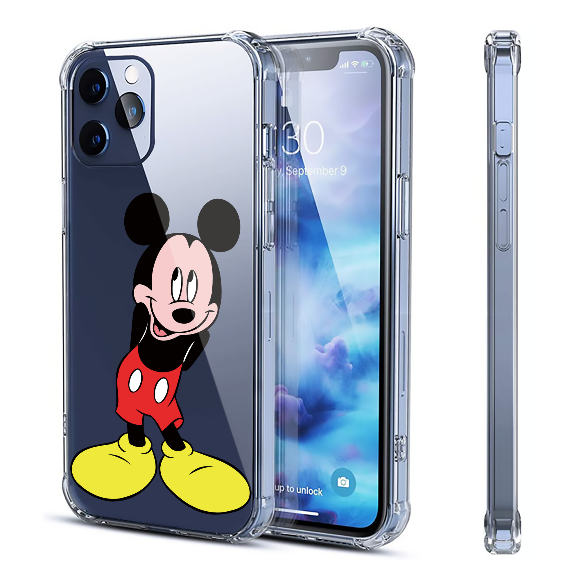 （画像用） ミッキーマウス Mickey Mouse 【iPhone 12シリーズ対応】透明スマホケース（クリアソフトケース）